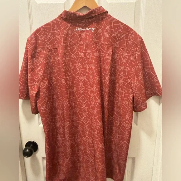 William Murray Men's Geometric Short Sleeve Button Down Golf Shirt XL Football - Picture 2 of 10